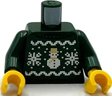 Lego New Dark Green Minifigure Torso Knit Fair Isle Holiday Sweater Part