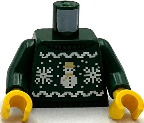 Lego New Dark Green Minifigure Torso Knit Fair Isle Holiday Sweater Part