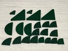 LEGO DARK GREEN LOT 22 PCS 3X3 4X4 8X8 PLATE ROUND CUT CORNER VARIETY
