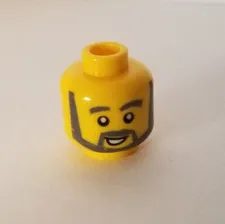 LEGO Minifigure Head With Gray Beard Mustache Eyebrows Smile Solider Dad Teacher