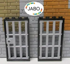 (E9/6/5) Lego 2x 60596 Frames 1x4x6 Black Grille and Door New Light Gray