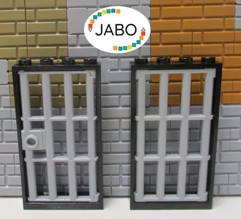 (E9/6/5) Lego 2x 60596 Frames 1x4x6 Black Grille and Door New Light Gray
