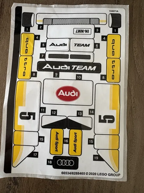 NEW LEGO | Sticker Sheet Set 76897 Speed Champions 1985 Audi Sport Quattro S1
