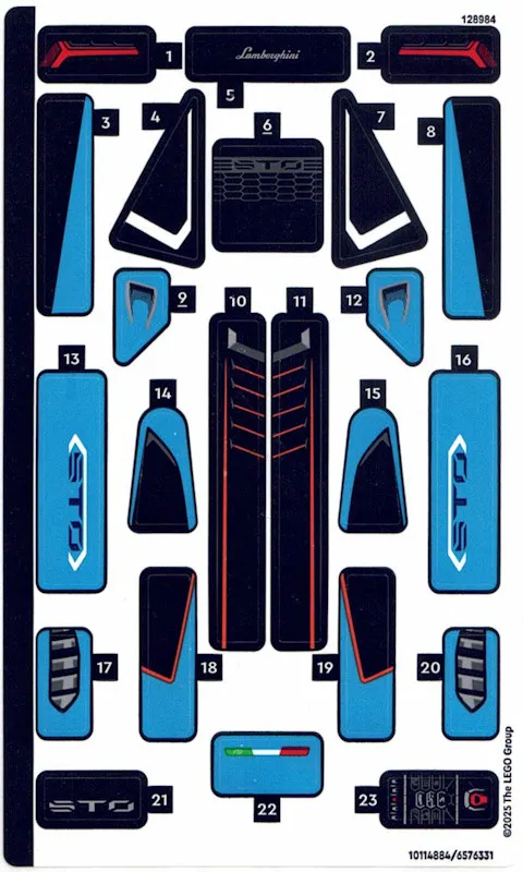 LEGO STICKER SHEET #1 ONLY 77238 LAMBORGHINI REVUELTO + HURACAN STO from set New