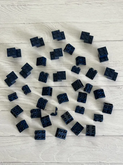 LEGO DARK BLUE LOT 38 PCS 2X2 1X2 PLATE BRACKET VARIETY EARTH NAVY BLUE