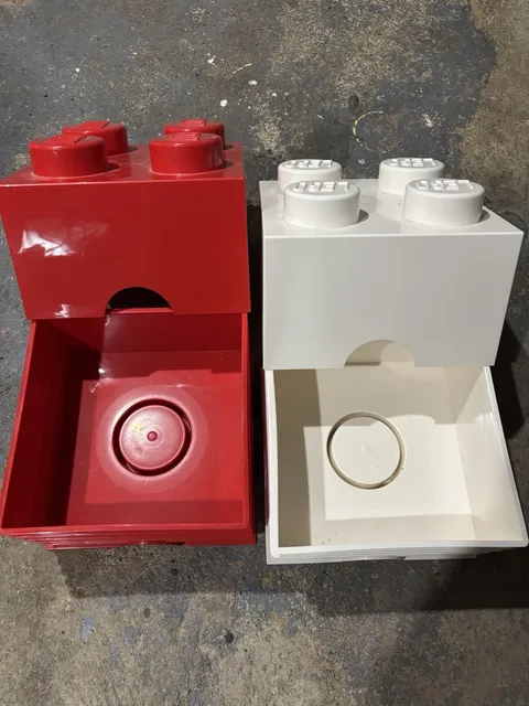 Lego Storage Case, White And Red Brick Stackable 4 Stud Box Container Read Descr