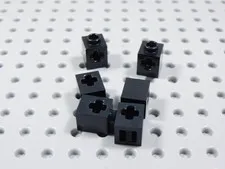LEGO Lot of 6 Black 1x1 Technic Bricks w/ Axle Hole BR