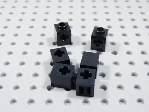LEGO Lot of 6 Black 1x1 Technic Bricks w/ Axle Hole BR