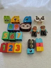 LEGO DUPLO Lot Of 21 Specialty Printed Bricks Blocks Plus 2 People