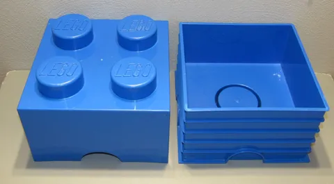 GIANT LEGO STORAGE BRICK Blue Box Stackable Container 4 Stud Knobs 2x2