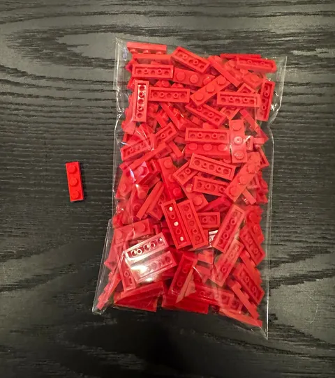 LEGO Red 200 Piece 1x3 Bricks Pieces Plates