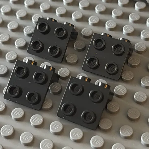 Lego Lot Black 44728 Bracket 1 x 2 - 2 x 2 (lot of 4)