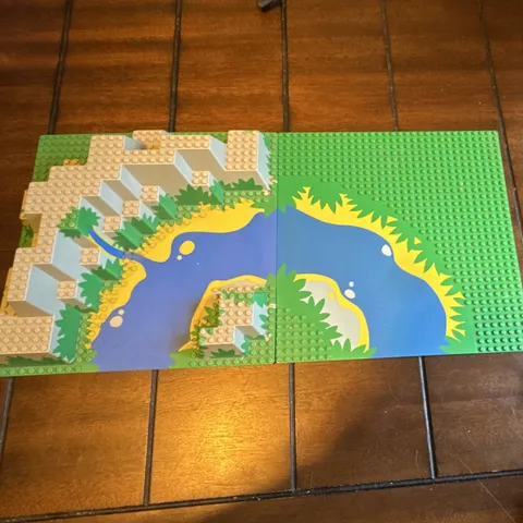 LEGO 2pc Baseplate Lot Custom Printed Landscape River & Green Baseplate