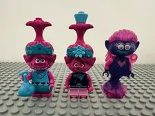 Lot Of 3 Lego Trolls World Tour Poppy TWT005 TWT019 Mermaid TWT001