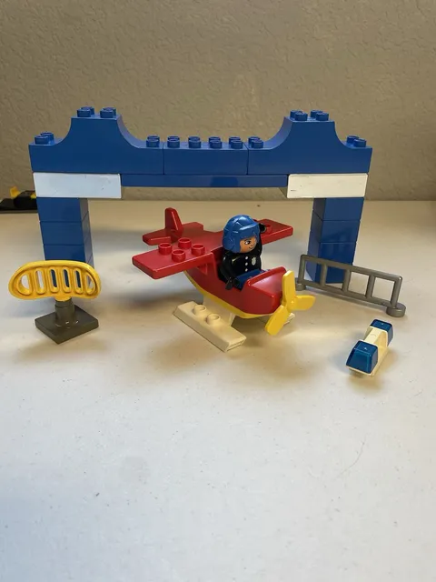 LEGO Duplo Airplane w/ Pilot Minifigure & Blue Arch Pieces Multicolor