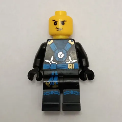 LEGO Plastic Minifigure w/ Black Outfit, Blue Armor Torso & Yellow Head