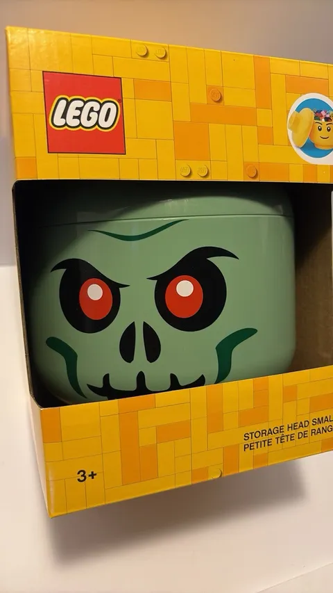 Lego Green Skeleton Zombie Storage Head Container NEW Halloween Decor Small