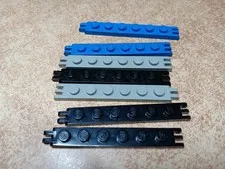 LEGO BULK LOT OF 7 1X6 HINGE PLATE 2 & 3 FINGERS #4504 BLACK LIGHT GRAY BLUE