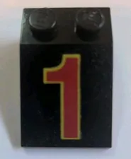  black Lego part - decorated block - number 1 - combined shipping (BLA16)