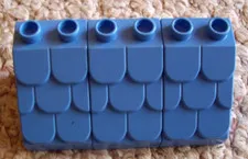 3 Lego Duplo Shingled Roof Blocks 1x2 Blue
