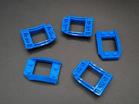 LEGO - 5x - Plate - Plate - Wedge - 4x3 Open with 4pcs - Blue - Blue - 47755