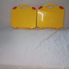 Lot 2 LEGO Yellow & Orange Plastic Carrying Case Storage Box With Some  Dividers
