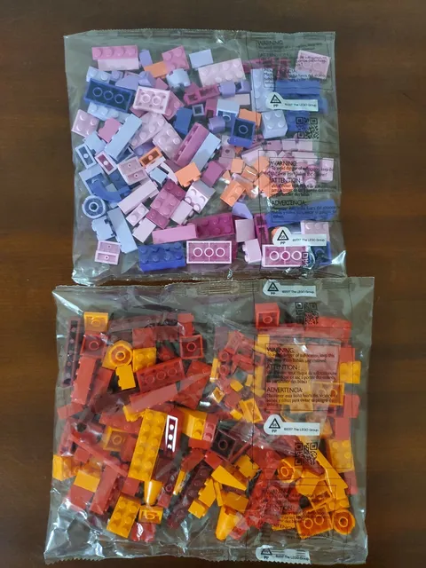 LEGO Sealed Bag of Pink/Purple and Red/Orange LEGO Bricks Building Block Pieces
