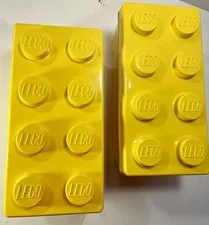 LEGO Storage Brick Pair Yellow 8 Stud Plastic Stackable Holds 4 Pounds 14"x7"x7"