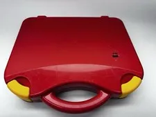 LEGO Red w/ Yellow Clips Plastic Carrying Case Storage Box w/ Dividers