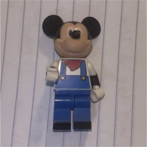 LEGO Mickey Mouse Minifigure Blue Overalls, Red Bandana. Disney Train & Station