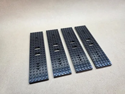 Four Lego Train Base Pieces - Black 6 x 24