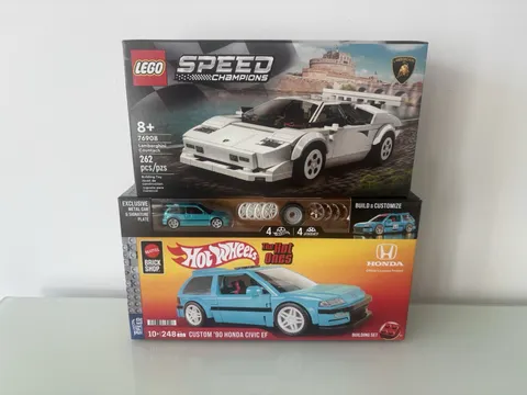 Mattel Brick Shop Hot Wheels & Lego Speed Champions- Civic + Lamborghini