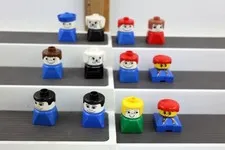 Vintage Lego Duplo Square Base Lot of 12 Figures - People and Animals
