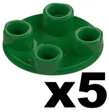 Lego 5 New ROUND PLATES Green 2 x 2 with Rounded Bottom Boat Skid Part 2654 GR3