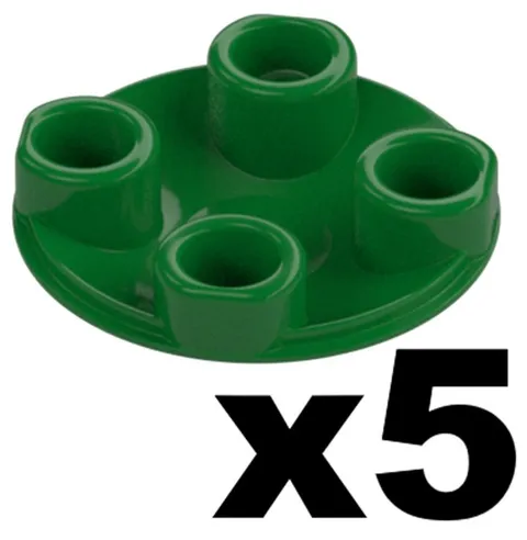 Lego 5 New ROUND PLATES Green 2 x 2 with Rounded Bottom Boat Skid Part 2654 GR3