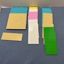 LEGO Baseplate and Plate Lot Assorted Sizes and Colors Tan Blue Green Pink White