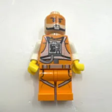 LEGO Star Wars Orange Pilot Minifigure Tan Head Yellow Hands (No Helmet)