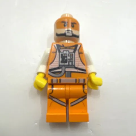 LEGO Star Wars Orange Pilot Minifigure Tan Head Yellow Hands (No Helmet)