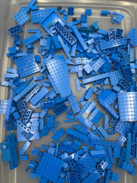 1 lb. Bulk Mixed Blue Legos - standard blocks and unique pieces (Lot D)