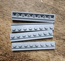 LEGO Light Bluish Gray Plate, Modified 1 x 8 with Door Rail QTY 4 Part No. 4510