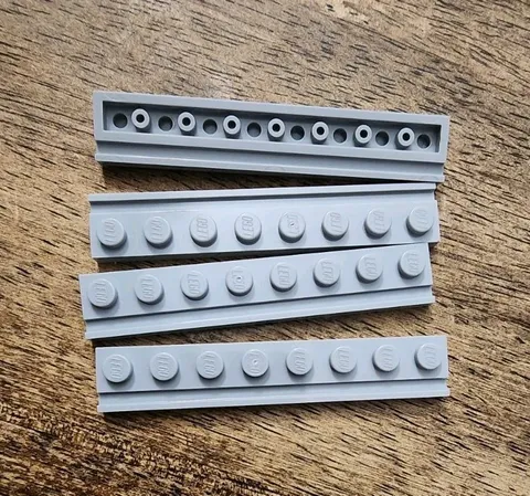 LEGO Light Bluish Gray Plate, Modified 1 x 8 with Door Rail QTY 4 Part No. 4510