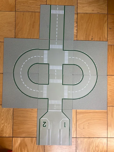 LEGO ROAD BASE PLATES GREY LOT OF 8 SQUARES  10" X 10
