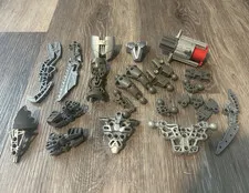 LEGO BIONICLE Parts Lot Gray/Dark Gray/Silver/Red Weapons Armor Connectors lot 1