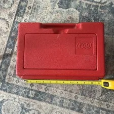 Vintage 1983 Hard Red Plastic LEGO Carrying Storage Case Box Bin Tote