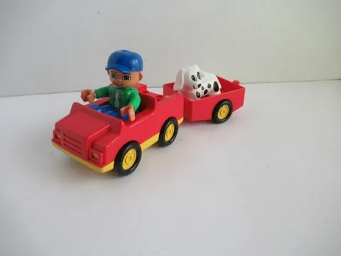 Lego Duplo Car with Trailer Driver and Dog