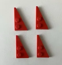 LEGO 4x NEW Pieces Plate 2x4 w/ Angle/Wedge Deg. 27, Right, RED #65426