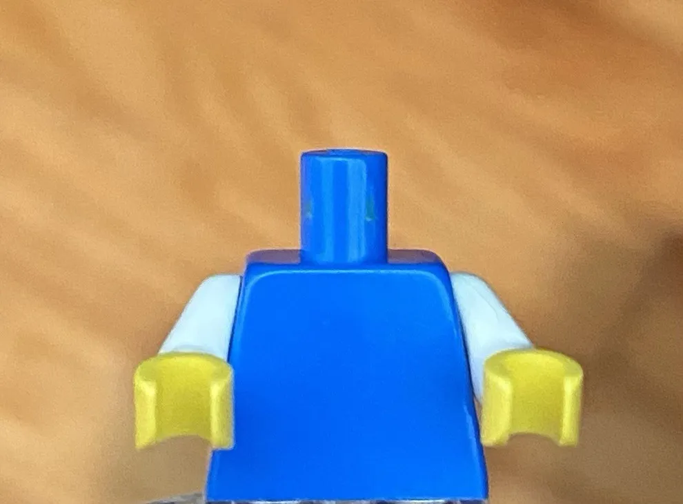 LEGO Solid Blue Minifig Torso With White Arms And Yellow Hands