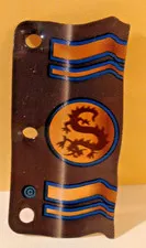 Lego 22185 Ninja Black Pattern Flag 3x6 Plastic wave - Black Dragon- Gold stripe