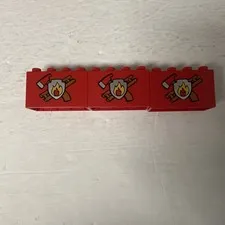 Lego Duplo 2x4 Painted Brick Fire Fighter Brick Lot Of 3
