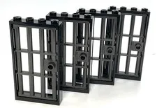 Lego Door Frames w/ 1x4x6 Barred Door & Stud - 4 Doors - Black & Pearl Dark Gray